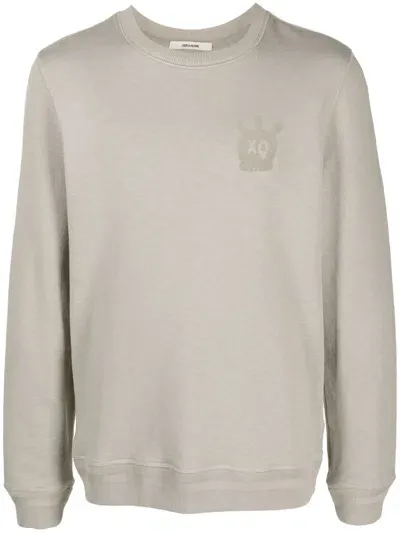 Zadig & Voltaire Stony Skull Cotton Sweatshirt In Gris_clair