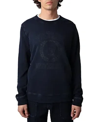 Zadig & Voltaire Stony Slub Blason Insignia Sweatshirt In Encre