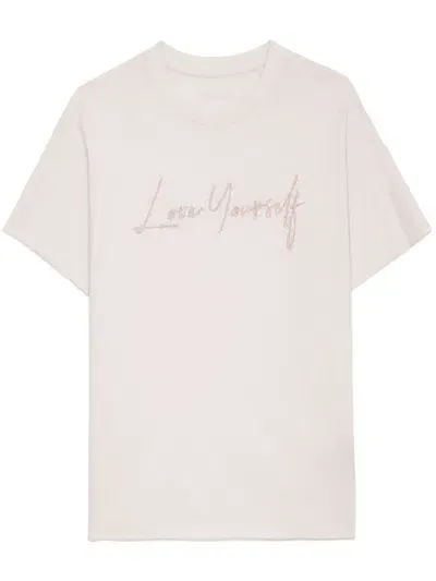 Zadig & Voltaire Tommer Co Love Yourself Sweater In Neutrals