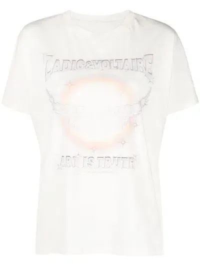 Zadig & Voltaire Logo-print Cotton T-shirt In Sugar