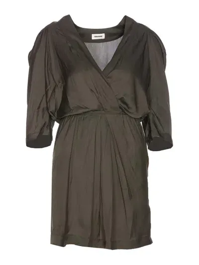 Zadig & Voltaire Ruz Satin Dress In Green