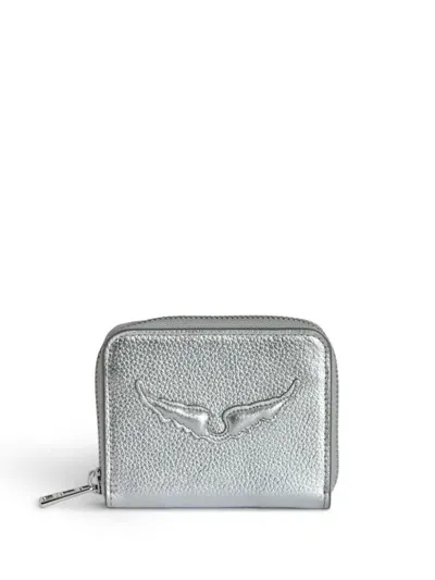 Zadig & Voltaire Wings-appliqué Wallet In Silver