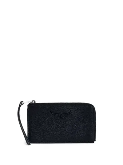 Zadig & Voltaire Wings-plaque Cardholder In Black