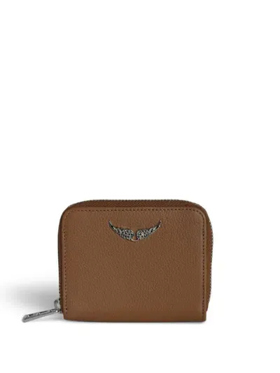 Zadig & Voltaire Wings-plaque Wallet In Brown