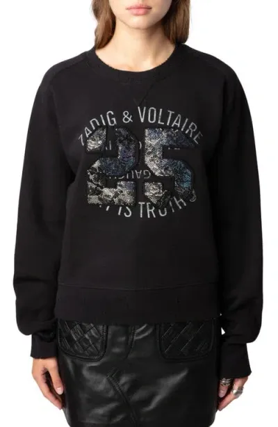 Zadig & Voltaire Arvene Mo Bicolor Sweatshirt In Gris Chine