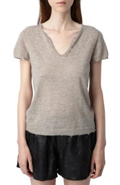 Zadig & Voltaire Celsy Cashmere Top In Neutrals