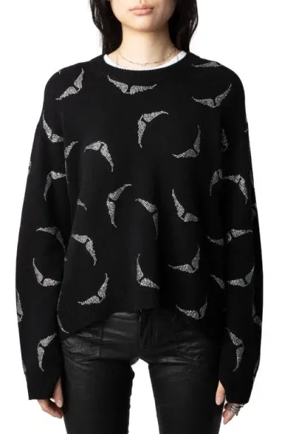 Zadig & Voltaire Markus Strass Wings Jumper In Black