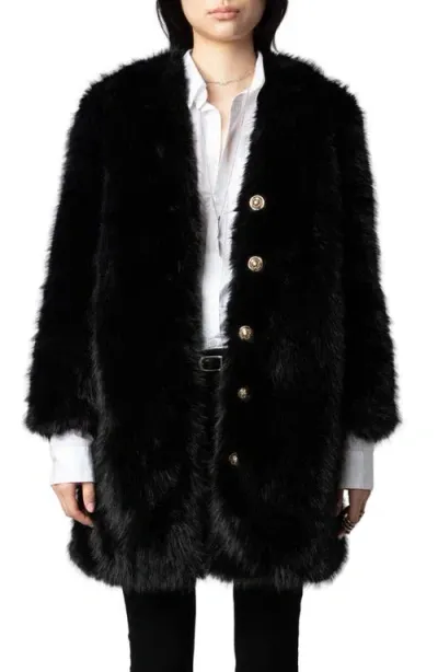 Zadig & Voltaire Milas Faux-fur Coat In Noir