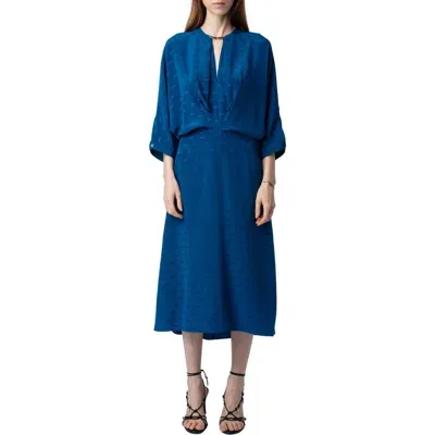 Zadig & Voltaire Ritany Wing Silk Jacquard Midi Dress In Overseas