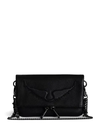 Zadig & Voltaire Zadig&voltaire Rock Nano Wings Grained Leathe Bags In Black