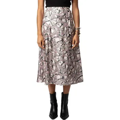 Zadig & Voltaire June Twill Wild Chains Midi Skirt In Ecru