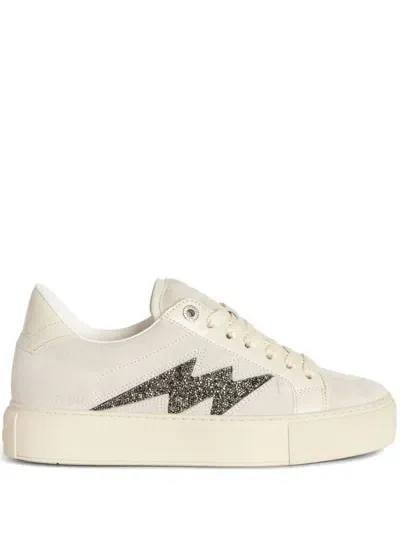 Zadig & Voltaire Zv1747 La Flash Low-top Platform Sneakers In Neutrals