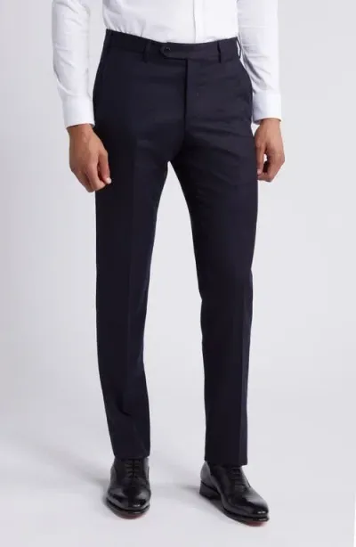 Zanella Parker Flat Front Stretch Wool Trousers In Navy