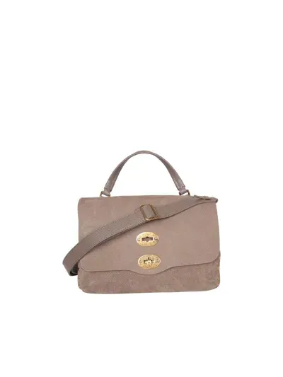 Zanellato Grey Leather Postina S Top Handle Bag In Grey Voltolina