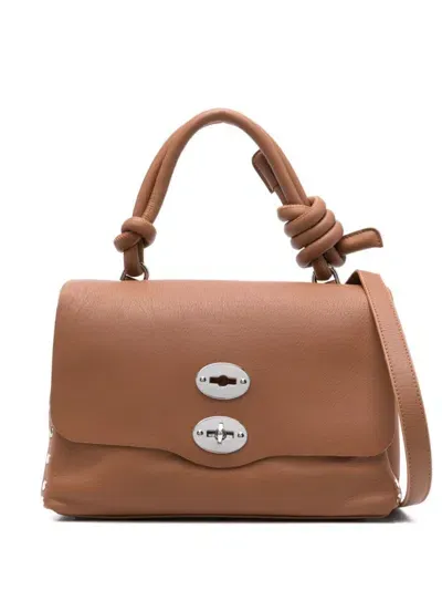 Zanellato Small Postina Crinkled Leather Bag In Brown