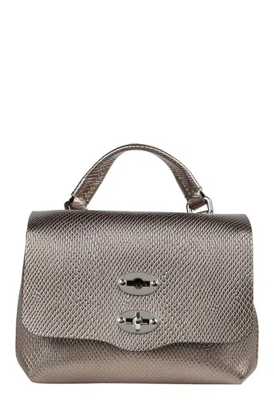 Zanellato Postina Twilight Foldover Top Baby Clutch Bag In Brown Bronzite