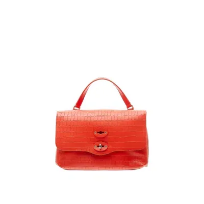 Zanellato Postina S Croco Leather Bag In Red