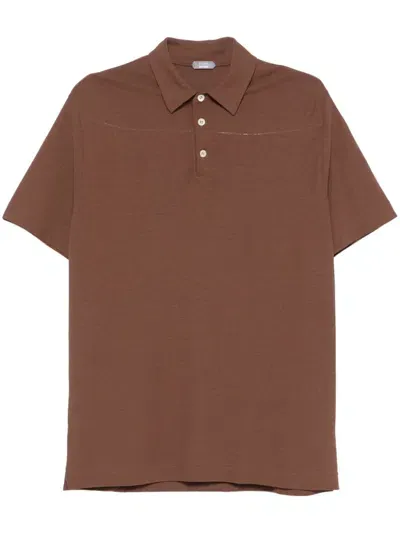 Zanone Cotton Polo Shirt In Brown