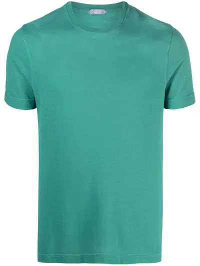 Zanone Crew-neck Cotton T-shirt In Green