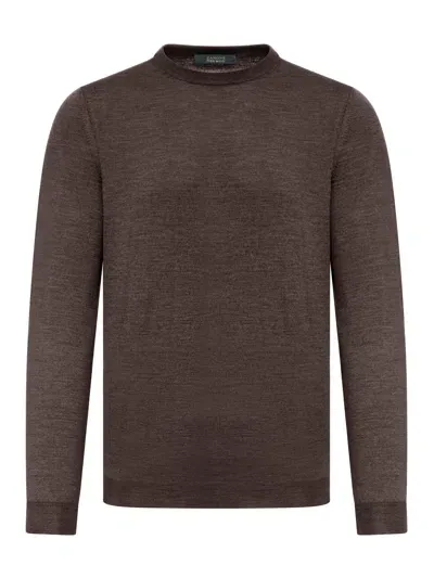 Zanone Crewneck Sweater In Brown