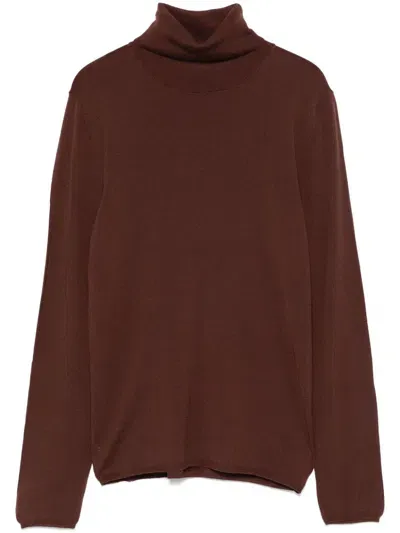 Zanone Fine-knit Sweater In Brown