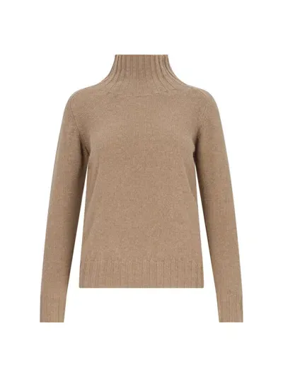 Zanone High Neck Sweater In Brown