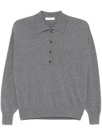 Zanone Knitted Polo Sweater In Grey