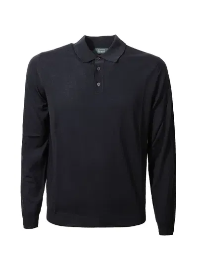 Zanone Mixed Polo Shirt In Azul