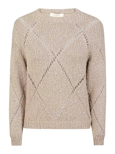 Zanone Perforated Cotton Sweater In Beige