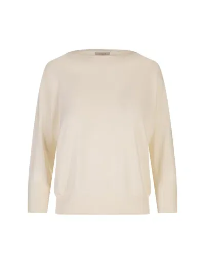 Zanone White Basic Sweater With Boat Neckline