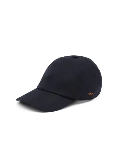 Zegna Woollen Baseball Cap In Dark Blue