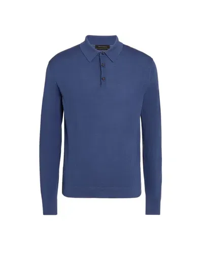 Zegna Polo En Laine 12milmil12 Bleu Clair