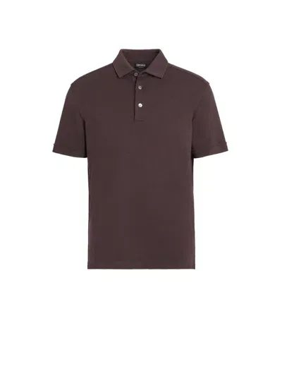 Zegna Poloshirt Aus 12milmil12 Wolle In Meliertem Weinrot In Burgundy Mélange