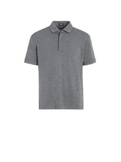 Zegna Poloshirt Aus 12milmil12 Wolle In Meliertem Grau In Gris Chiné