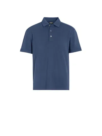 Zegna Utility Blue 12milmil12 Wool Polo Shirt