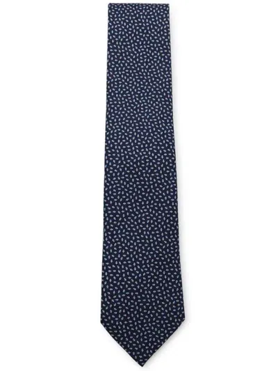 Zegna Acorn-print Tie In Blue