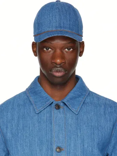 Zegna Blue Denim Baseball Cap In De1 Denim