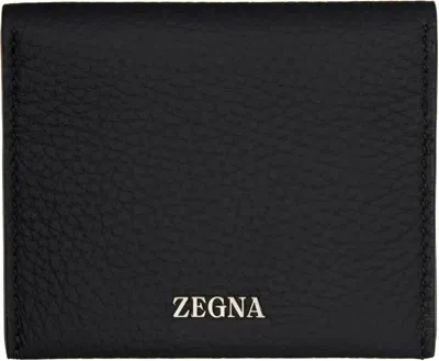 Zegna Black Leather Wallet In Ner