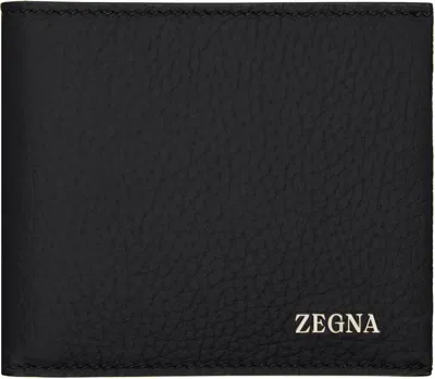 Zegna Black Leather Wallet In Ner