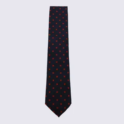 Zegna Blue And Red Silk Tie In Dblue/red