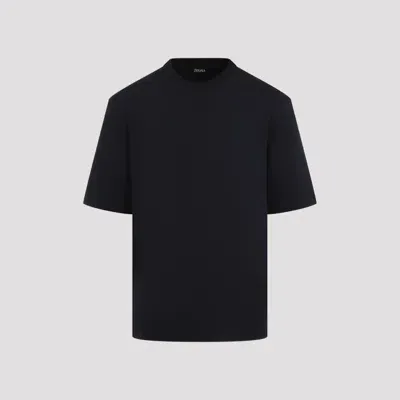 Zegna Blue Short Sleeves T-shirt In Dark Blue