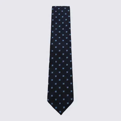 Zegna Blue Silk Tie In Black