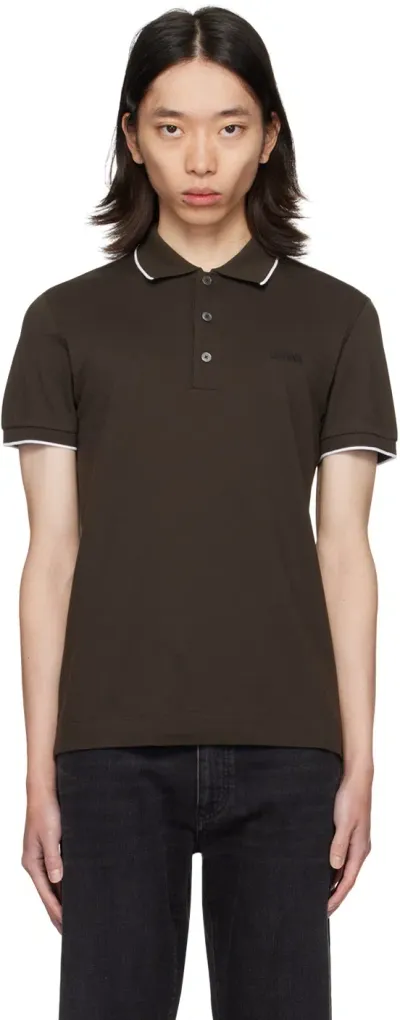 Zegna Brown Embroidered Logo Polo In M09 Dark Brown