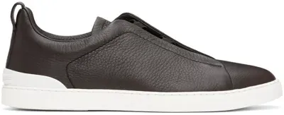 Zegna Brown Triple Stitch Sneakers In Csr Dark Brown