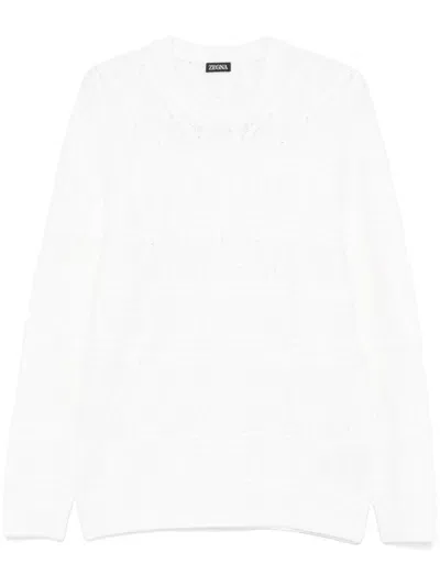 Zegna Cable-knit Sweater In White