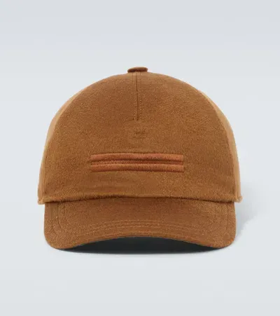 Zegna Cashmere Baseball Cap In Brown