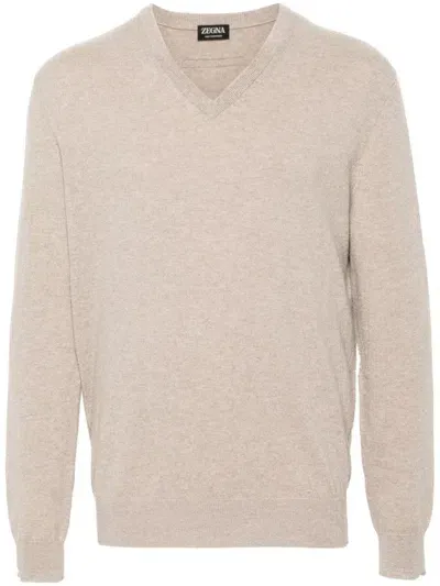 Zegna Cashmere Sweater In Neutrals