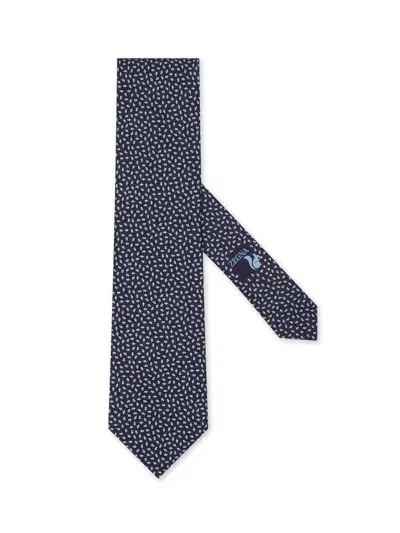 Zegna Dark Blue Silk Tie In Bleu Foncé