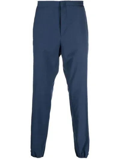 Zegna Elasticated-waistband Wool Trousers In Blue