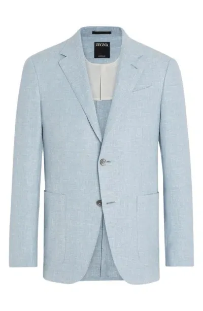 Zegna Fairway Crossover Linen Sport Coat In Light Blue